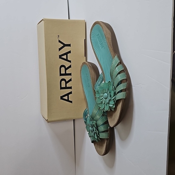 Array Maui Slide with Flower sz 7.5m Turquoise NIB - Picture 2 of 9